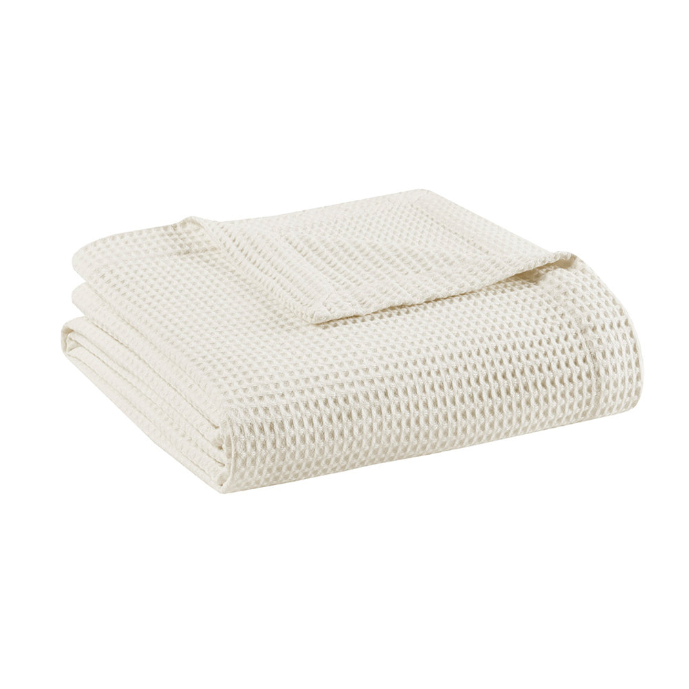 English Elm Cotton Beautyrest Waffle Weave Blanket — 100% Cotton 300GSM Breathable, Durable, OEKO-TEX Certified Cozy Ivory 15.75 L x 12.2 W x 4.72 H B03595448