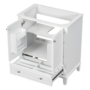 English Elm 30" Bathroom Vanity Base Only Modern Freestanding Cabinet with Doors Drawer Solid Wood MDF Frame, Paint Finish White WF306250AAK