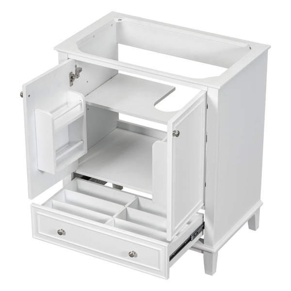 English Elm 30" Bathroom Vanity Base Only Modern Freestanding Cabinet with Doors Drawer Solid Wood MDF Frame, Paint Finish White WF306250AAK