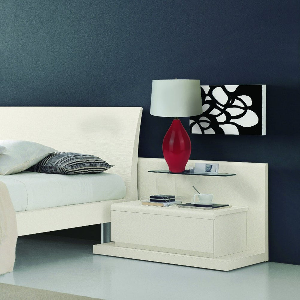 English Elm 28"H Red Lemon Shape Ceramic Table Lamp with White Shade, Contemporary 28" Accent Light, UL Listed B080135935