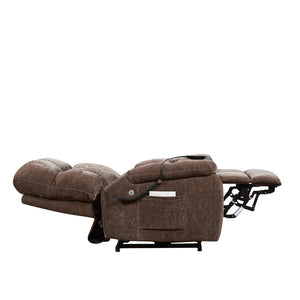 English Elm Liyasi Zero Gravity Power Recliner Eco Leather Massage Lumbar Heat Usb Charging Brown W820S00074