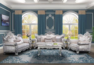 English Elm Melrose Champagne & Silver Brush Traditional Loveseat with 3 Plush Pillows — Cozy Elegant Seating for Intimate Spaces B009138494