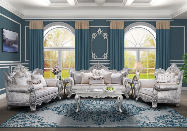 English Elm Melrose Champagne & Silver Brush Traditional Loveseat with 3 Plush Pillows — Cozy Elegant Seating for Intimate Spaces B009138494