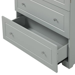 English Elm Wide Grey Bathroom Storage Cabinet with 2 Drawers, 2 Doors, Adjustable Shelf, Anti-Tip, 120lb Capacity WF312729AAE