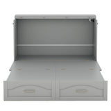 Hearth and Haven Collins Full Size Murphy Bed with 1 Drawer, Sockets and USB Ports, Grey LP000670AAE