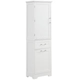 English Elm Tall Bathroom Storage Cabinet, Freestanding Storage Cabinet With Two Different Size Drawers and Adjustable Shelf, Mdf Board With Painted Finish, White