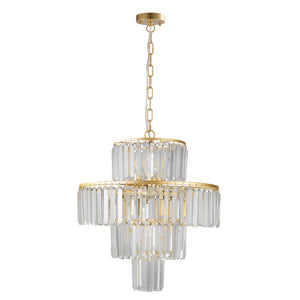 English Elm 20" Modern Crystal Chandelier Gold Finish, 4-Tier K9 Pendant Light for Dining Room, Foyer Elegance W1340126461