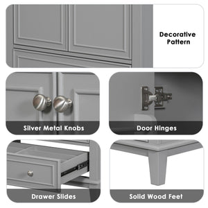 English Elm 30" Bathroom Vanity Base Only Modern Freestanding Cabinet with Doors Drawer Solid Wood MDF Frame, Paint Finish Grey WF306250AAE
