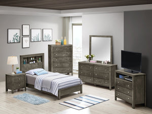 English Elm Tranquil Gray Transitional Bed Frame with Sturdy Particle Board Support, 48"H x 43"W x 81"D, Chic Design B078S00244