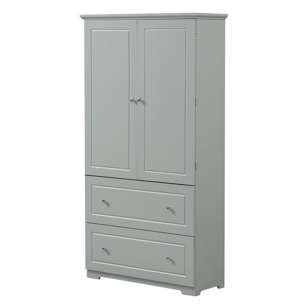 English Elm Wide Grey Bathroom Storage Cabinet with 2 Drawers, 2 Doors, Adjustable Shelf, Anti-Tip, 120lb Capacity WF312729AAE