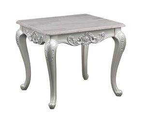 English Elm Melrose Traditional Style End Table In Champagne Finish With Silver Brush Accent For Elegant Spaces B009138497