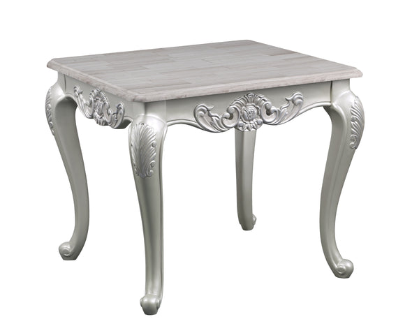 English Elm Melrose Traditional Style End Table In Champagne Finish With Silver Brush Accent For Elegant Spaces B009138497