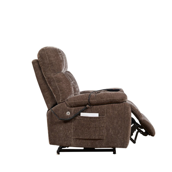 English Elm Liyasi Zero Gravity Power Recliner Eco Leather Massage Lumbar Heat Usb Charging Brown W820S00074