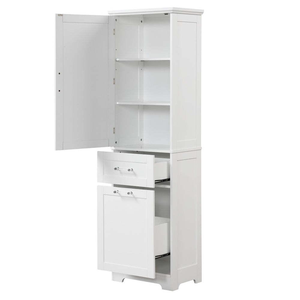 English Elm Tall Bathroom Storage Cabinet - Sleek Freestanding Organizer With Adjustable Shelf & Mixed Drawers N725P206895K-GIGA
