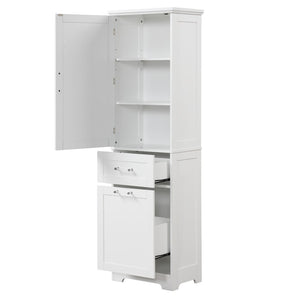 English Elm Tall Bathroom Storage Cabinet - Sleek Freestanding Organizer With Adjustable Shelf & Mixed Drawers N725P206895K-GIGA