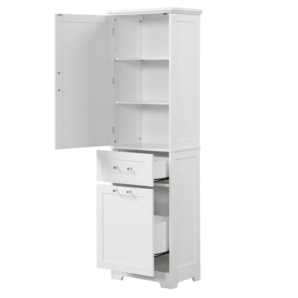 English Elm Tall Bathroom Storage Cabinet - Sleek Freestanding Organizer With Adjustable Shelf & Mixed Drawers N725P206895K-GIGA