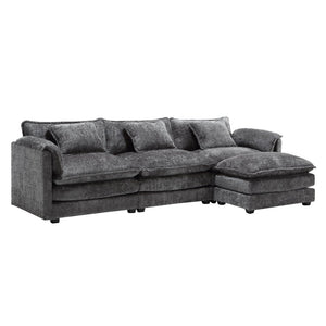 English Elm United We Win 112" Oversized L-Shaped Sectional Sofa - Modern Chenille Cloud Couch With Ottoman & Memory Foam P2 W1568S00182-GIGA