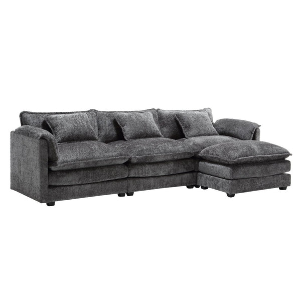 English Elm United We Win 112" Oversized L-Shaped Sectional Sofa - Modern Chenille Cloud Couch With Ottoman & Memory Foam P2 W1568S00182-GIGA