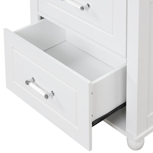 English Elm Tall Freestanding Bathroom Cabinet White Mdf Two Drawers Adjustable Shelving Storage WF312728AAK