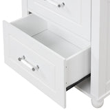 English Elm Tall Bathroom Storage Cabinet, Freestanding Storage Cabinet With Two Drawers and Adjustable Shelf, Mdf Board With Painted Finish, White