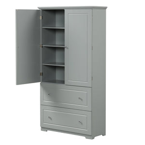 English Elm Wide Grey Bathroom Storage Cabinet with 2 Drawers, 2 Doors, Adjustable Shelf, Anti-Tip, 120lb Capacity WF312729AAE