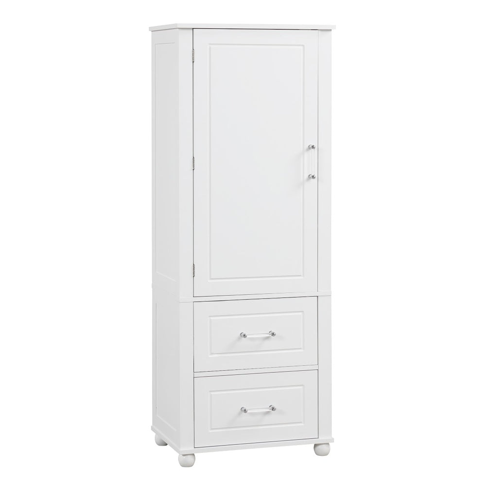 English Elm Tall Bathroom Storage Cabinet - Stylish Freestanding Unit With 2 Drawers & Adjustable Shelf For Organization N725P241045K-GIGA