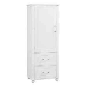English Elm Tall Freestanding Bathroom Cabinet Two Drawers Adjustable Shelves Matte Mdf Storage White N725P407739K