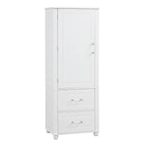 English Elm Tall Bathroom Storage Cabinet, Freestanding Storage Cabinet With Two Drawers and Adjustable Shelf, Mdf Board With Painted Finish, White