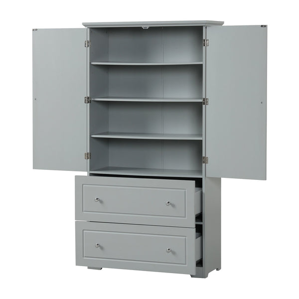 English Elm Wide Grey Bathroom Storage Cabinet with 2 Drawers, 2 Doors, Adjustable Shelf, Anti-Tip, 120lb Capacity WF312729AAE