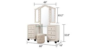 English Elm Hazel Luxurious 5Pc King Vanity Set With Usb Ports, Velvet Upholstery & Ample Storage Solutions B009S02076