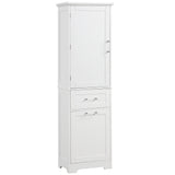 English Elm Tall Bathroom Storage Cabinet, Freestanding Storage Cabinet With Two Different Size Drawers and Adjustable Shelf, Mdf Board With Painted Finish, White