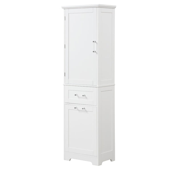 English Elm Tall Bathroom Storage Cabinet - Sleek Freestanding Organizer With Adjustable Shelf & Mixed Drawers N725P206895K-GIGA