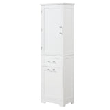 English Elm Tall Bathroom Storage Cabinet, Freestanding Storage Cabinet With Two Different Size Drawers and Adjustable Shelf, Mdf Board With Painted Finish, White