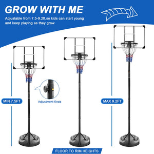 English Elm Portable Basketball Hoop Adjustable Steel System with Pvc Backboard for Youth and Adults W1408138528