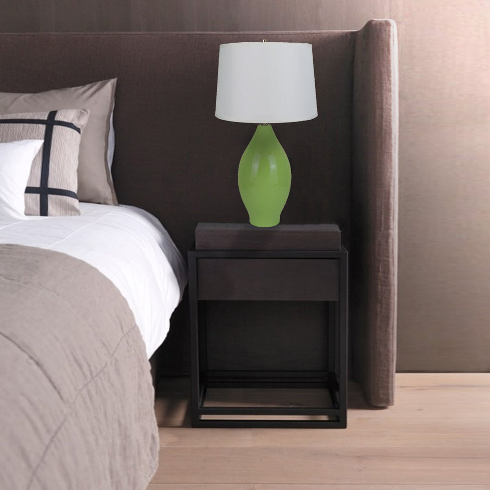 English Elm 28"H Red Lemon Shape Ceramic Table Lamp with White Shade, Contemporary 28" Accent Light, UL Listed B080135935