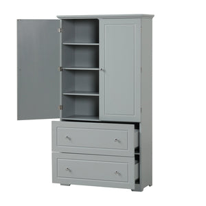 English Elm Wide Grey Bathroom Storage Cabinet with 2 Drawers, 2 Doors, Adjustable Shelf, Anti-Tip, 120lb Capacity WF312729AAE
