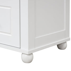 English Elm Tall Freestanding Bathroom Cabinet White Mdf Two Drawers Adjustable Shelving Storage WF312728AAK
