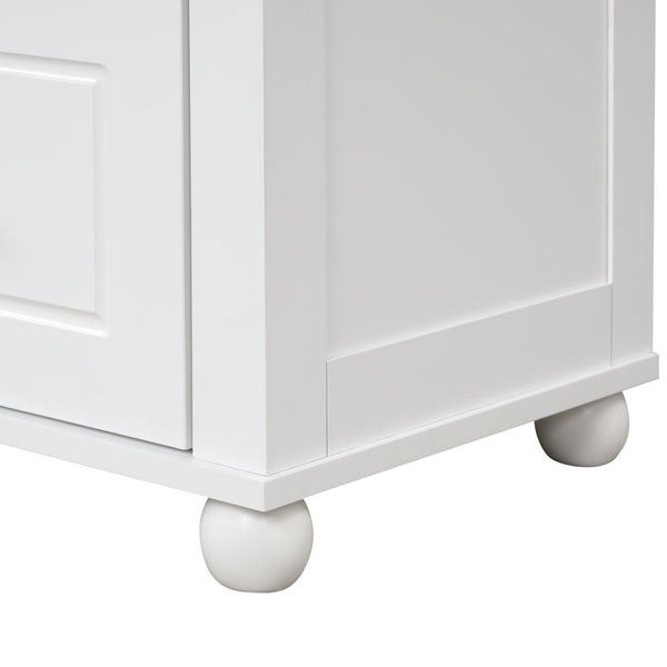 English Elm Tall Freestanding Bathroom Cabinet White Mdf Two Drawers Adjustable Shelving Storage WF312728AAK