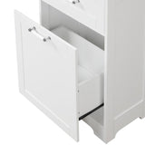 English Elm Tall Bathroom Storage Cabinet, Freestanding Storage Cabinet With Two Different Size Drawers and Adjustable Shelf, Mdf Board With Painted Finish, White