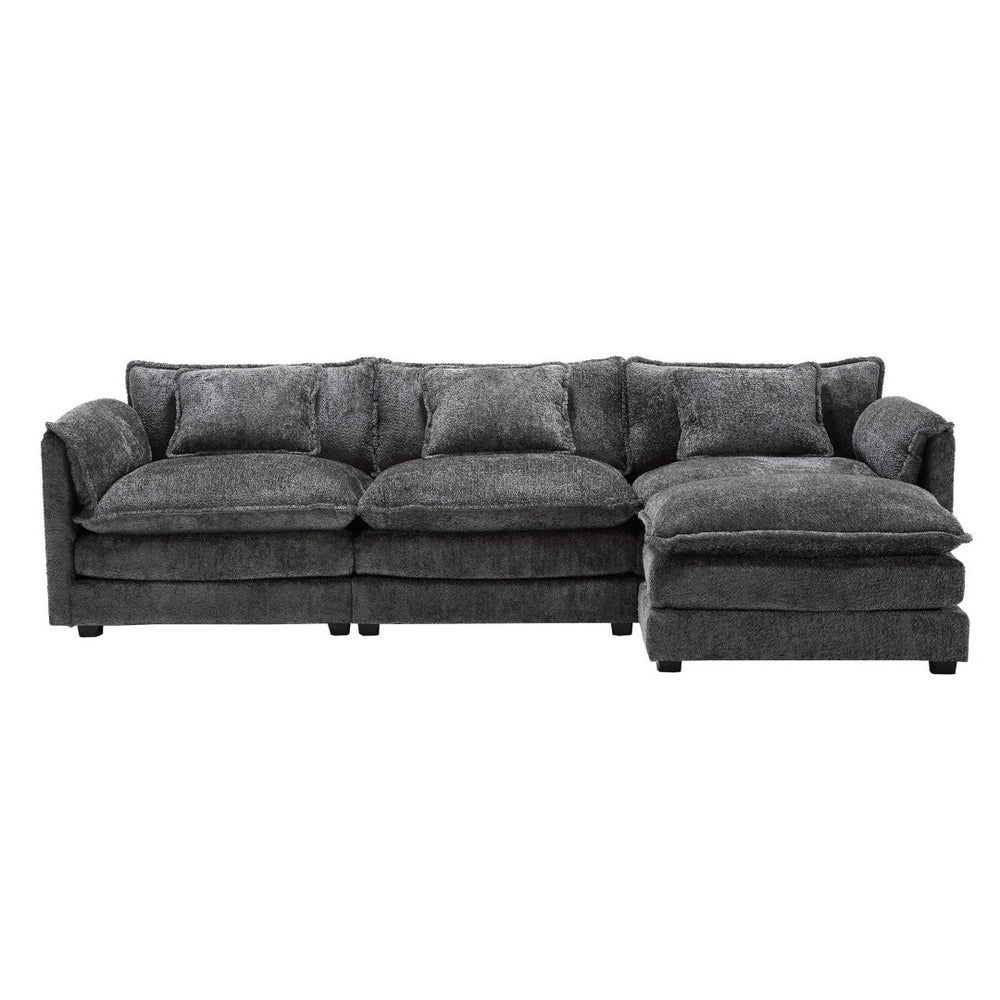 English Elm United We Win 112" Oversized L-Shaped Sectional Sofa - Modern Chenille Cloud Couch With Ottoman & Memory Foam P2 W1568S00182-GIGA