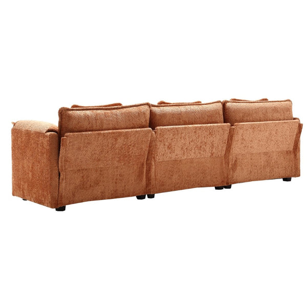 English Elm United We Win 112" L-Shaped Sectional Sofa - Modern Chenille Cloud Couch With Moveable Ottoman & Comfort W1568S00181-GIGA