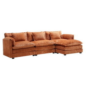English Elm United We Win 112" L-Shaped Sectional Sofa - Modern Chenille Cloud Couch With Moveable Ottoman & Comfort W1568S00181-GIGA