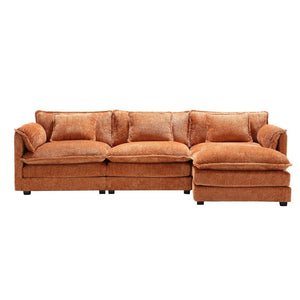 English Elm United We Win 112" L-Shaped Sectional Sofa - Modern Chenille Cloud Couch With Moveable Ottoman & Comfort W1568S00181-GIGA