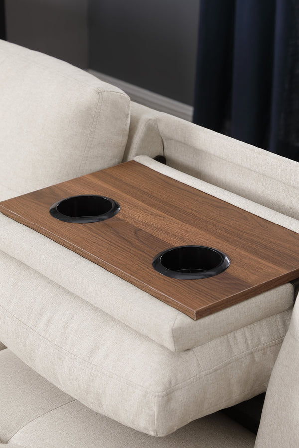 English Elm Alger Linen-Blend 98" Left-Facing Sofa & Chaise with Storage Ottoman, Tufted Back & Nailhead Trim Beige B102S00052