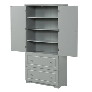English Elm Wide Grey Bathroom Storage Cabinet with 2 Drawers, 2 Doors, Adjustable Shelf, Anti-Tip, 120lb Capacity WF312729AAE