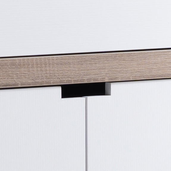 English Elm Modernize 4-Shelf Kitchen Buffet Cabinet with Drawer & Two-Door Storage, Two-Tone White Taupe Finish B107130967