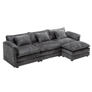 English Elm United We Win 112" Oversized L-Shaped Sectional Sofa - Modern Chenille Cloud Couch With Ottoman & Memory Foam P2 W1568S00182-GIGA