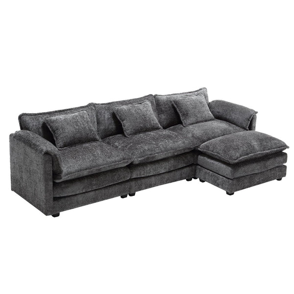 English Elm United We Win 112" Oversized L-Shaped Sectional Sofa - Modern Chenille Cloud Couch With Ottoman & Memory Foam P2 W1568S00182-GIGA