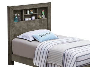 English Elm Tranquil Gray Transitional Bed Frame with Sturdy Particle Board Support, 48"H x 43"W x 81"D, Chic Design B078S00244