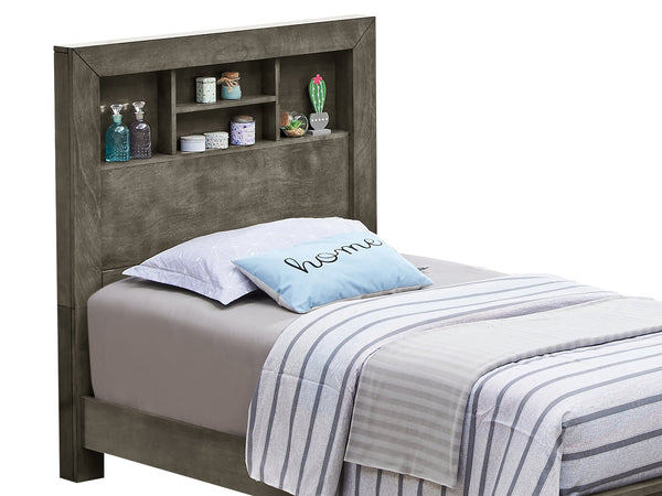 English Elm Tranquil Gray Transitional Bed Frame with Sturdy Particle Board Support, 48"H x 43"W x 81"D, Chic Design B078S00244